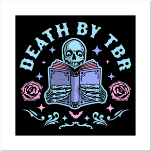 Death By T.B.R To Be Read Skeleton Reading Book Halloween Posters and Art